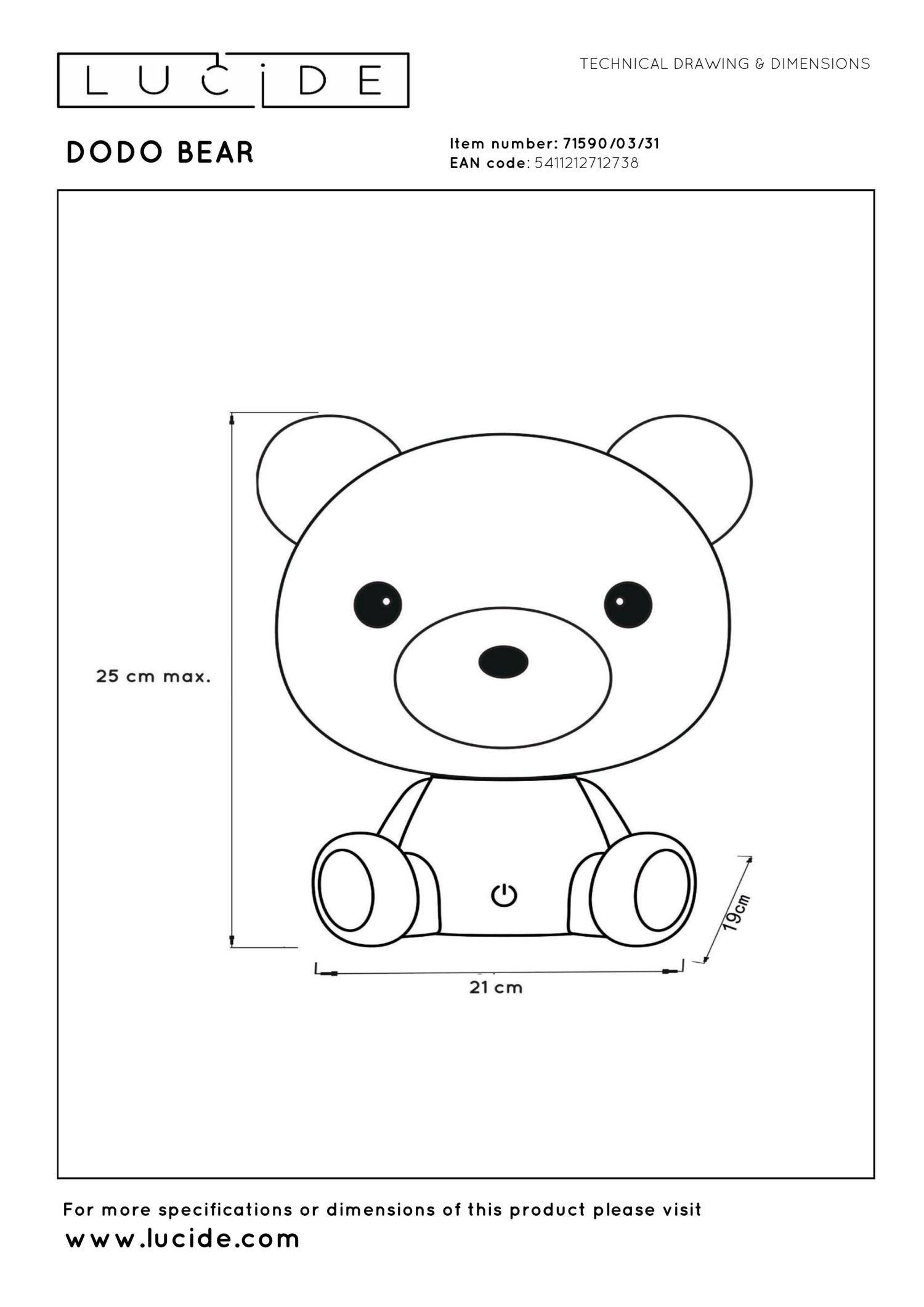 DODO BEAR - Night light Children's room - LED 3 StepDim - 1x3W 4000K - White