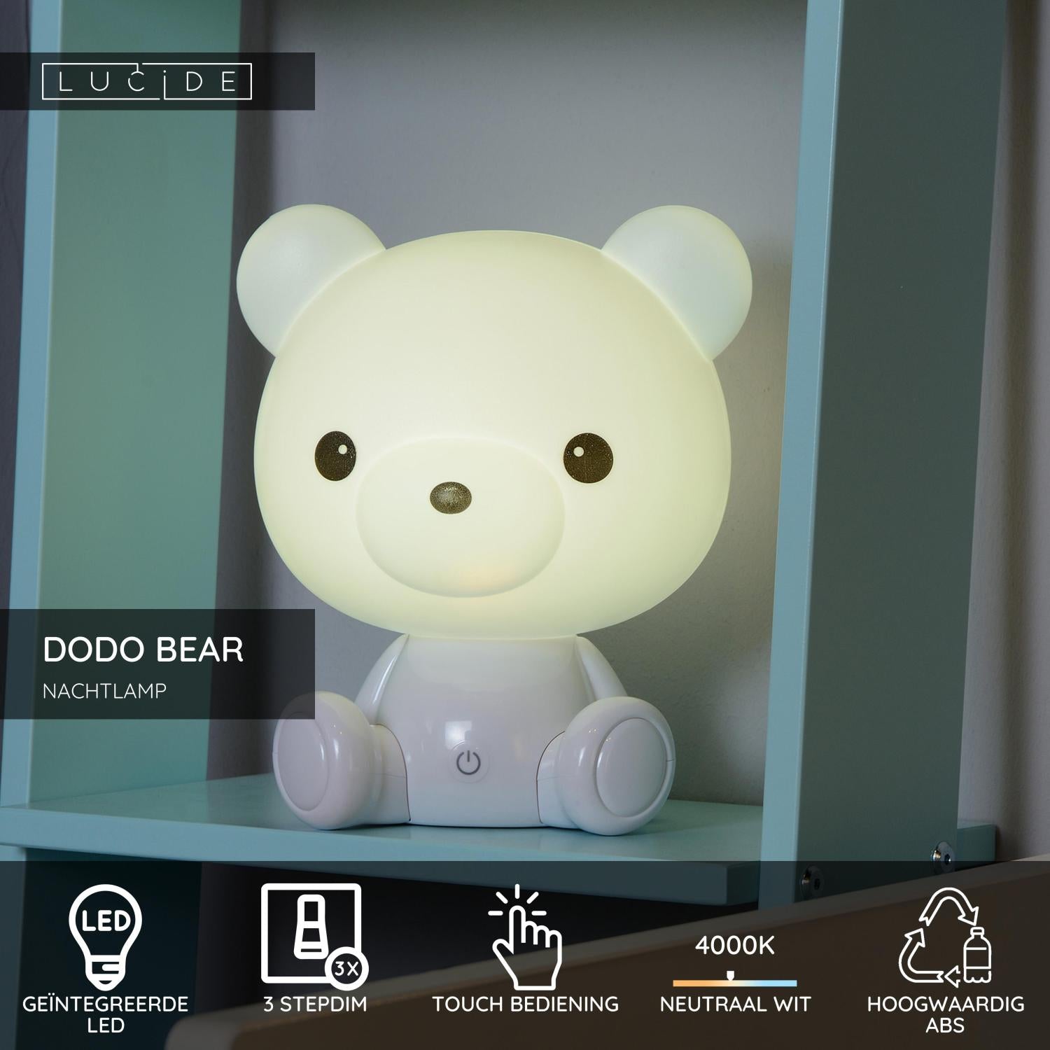 DODO BEAR - Night light Children's room - LED 3 StepDim - 1x3W 4000K - White