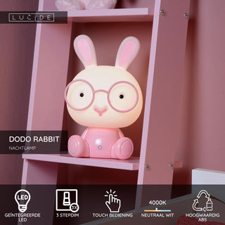 DODO RABBIT - Veilleuse Chambre d'enfant - LED 3 StepDim - 1x3W 4000K - Rose