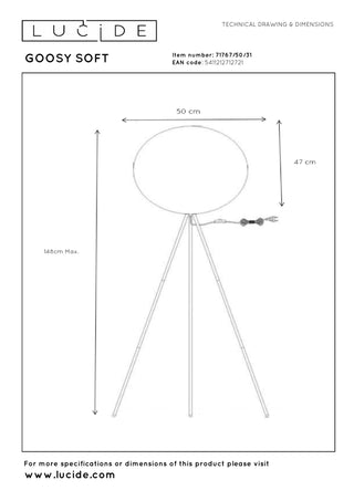 GOOSY SOFT - Vloerlamp - Ø 50 cm - 1xE27 - Wit
