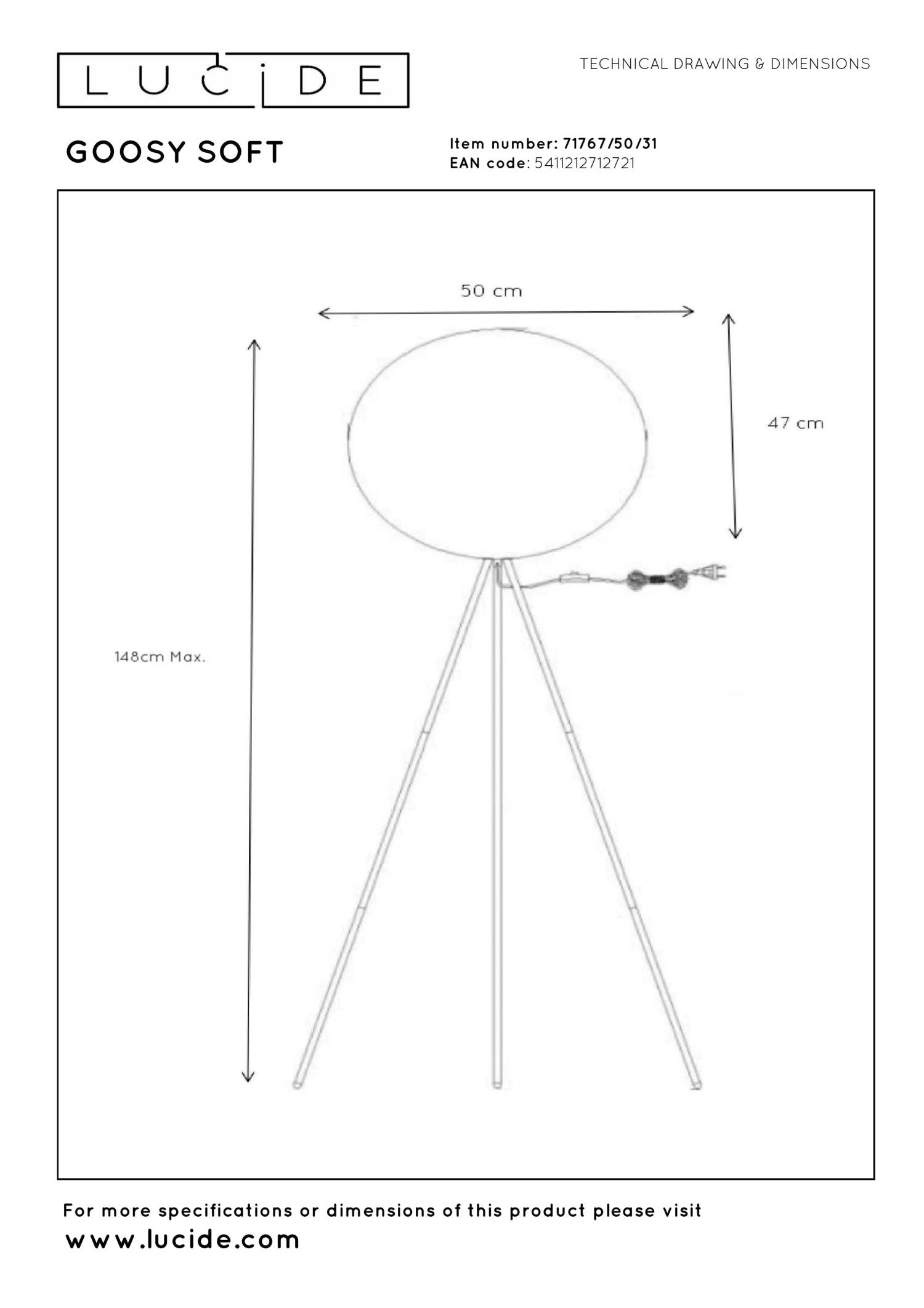 GOOSY SOFT - Lampadaire - Ø 50 cm - 1xE27 - Blanc
