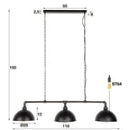 Hanglamp Industrial Tube zwart - 3-lichts, 118 cm breed