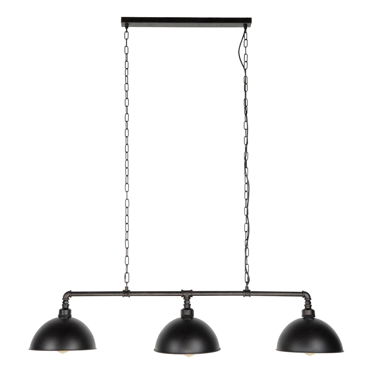Hanglamp Industrial Tube zwart - 3-lichts, 118 cm breed