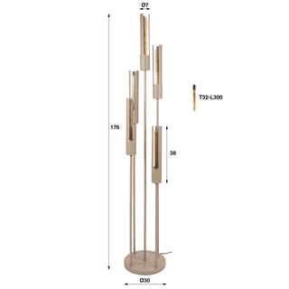 Floor lamp Tube beige - 5-light, 175 cm high