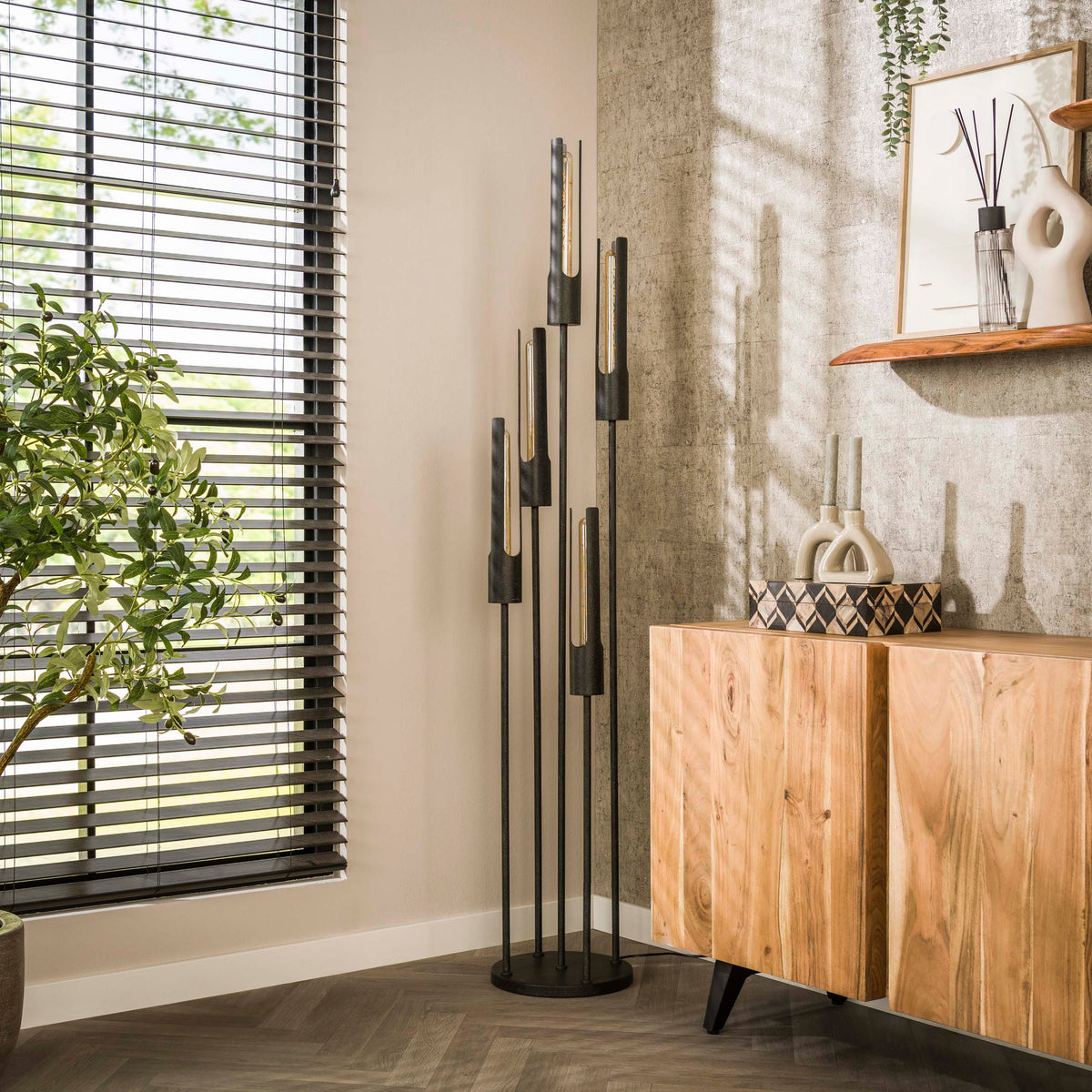 Floor lamp Tube artic black - 5-light, 175 cm high