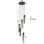 Hanglamp Tube artic zwart - 5-lichts, diameter 30 cm