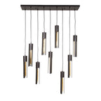 Suspension Tube noir artic - 5+4 lumières, largeur 100 cm