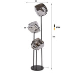 Floor lamp Rock tiered chrome glass - 3-light, 165 cm high