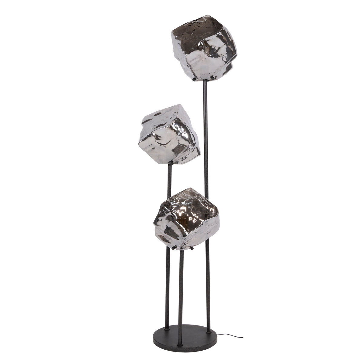 Floor lamp Rock tiered chrome glass - 3-light, 165 cm high