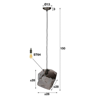 Hanglamp Rock chroom glas - 1-lichts, diameter 28 cm