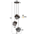 Hanglamp Rock chroom glas - 3-lichts, diameter 50 cm