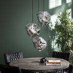 Hanglamp Rock chroom glas - 3-lichts, diameter 50 cm