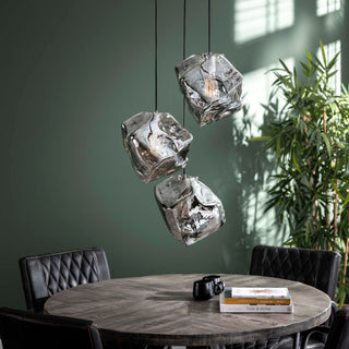 Hanglamp Rock chroom glas - 3-lichts, diameter 50 cm