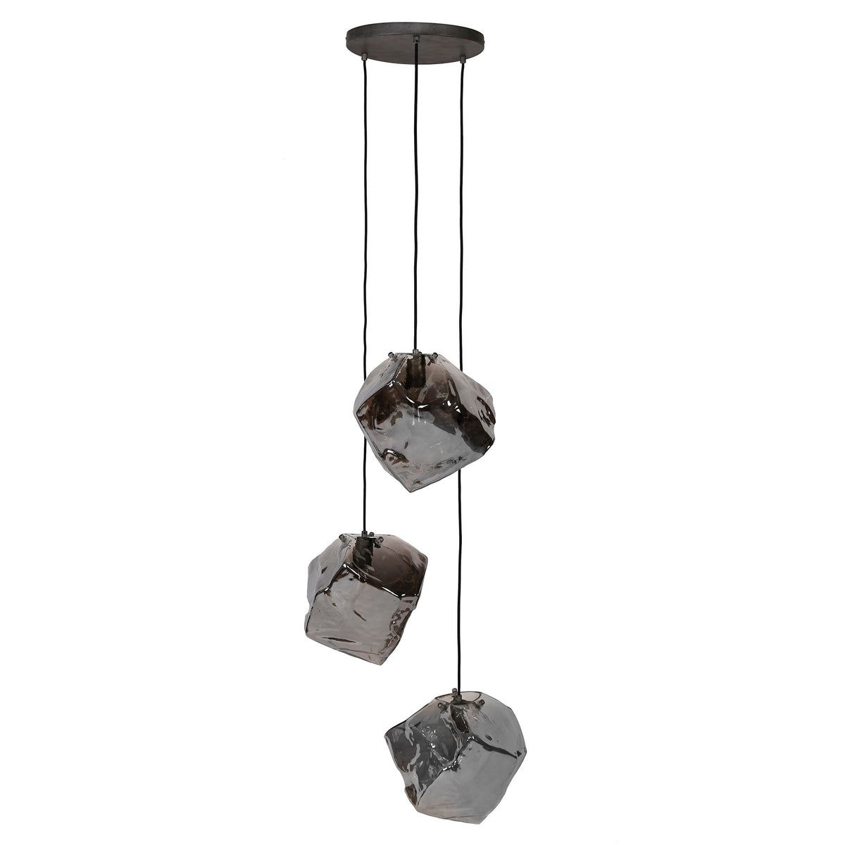 Hanglamp Rock chroom glas - 3-lichts, diameter 50 cm