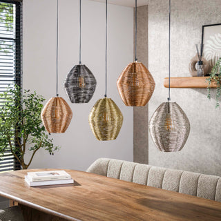 Pendant lamp Web matt nickel mix - 5-light, 118 cm wide