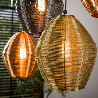 Pendant lamp Web matt nickel mix - 5-light, 118 cm wide