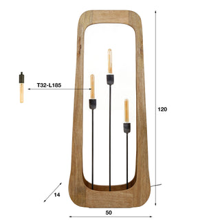 Vloerlamp Bray massief mangohout - 3-lichts, 120 cm hoog