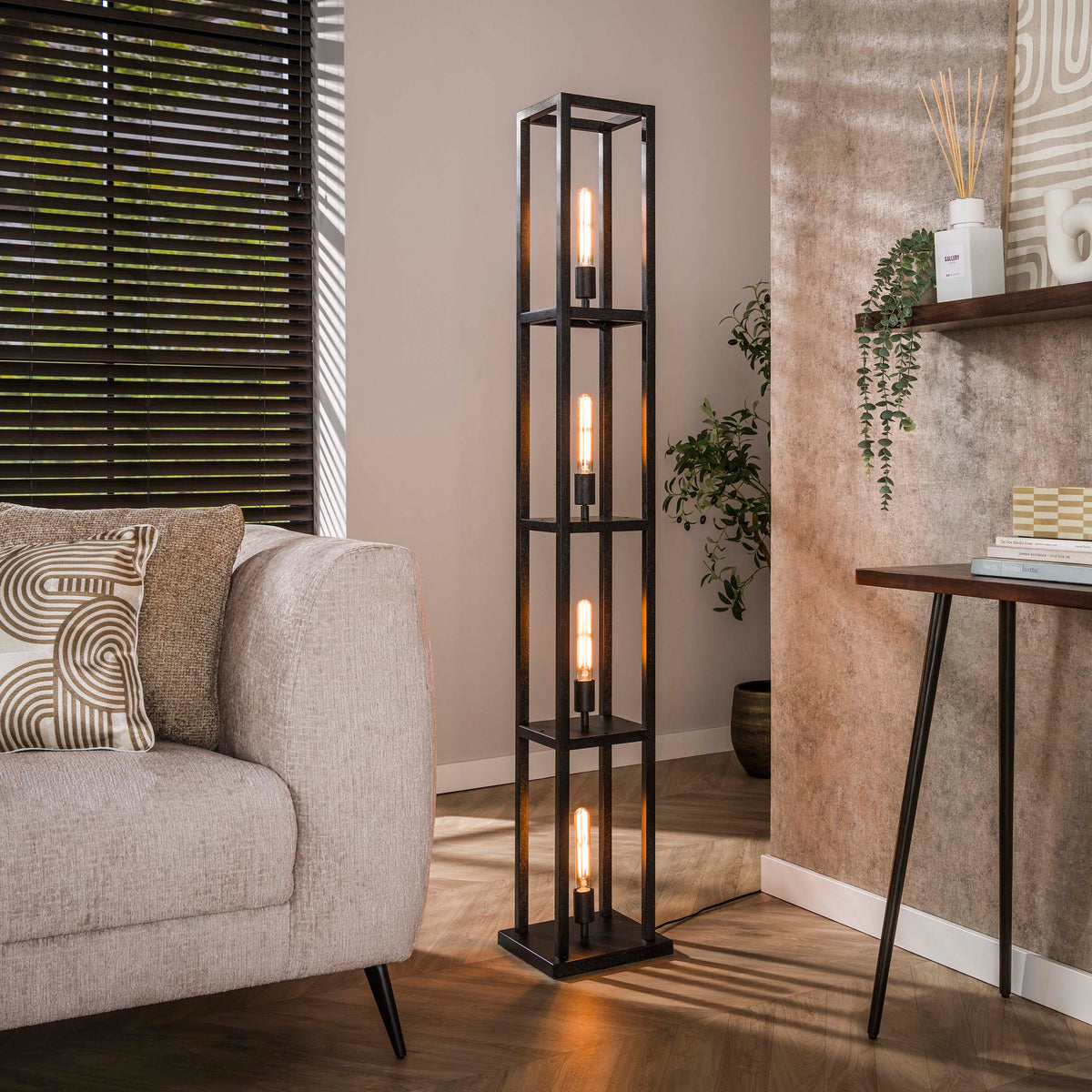 Floor lamp Quadra artic black - 4-light, 163 cm high