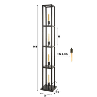 Floor lamp Quadra artic black - 4-light, 163 cm high