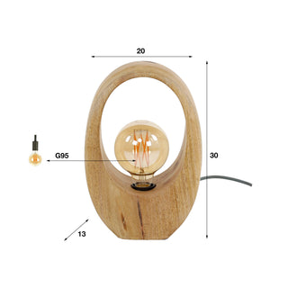 Table lamp Arch Wood solid mango wood - 1-light, 30 cm high