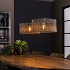 Pendant lamp Stringshade black nickel - 2-light, 120 cm wide