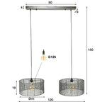 Pendant lamp Stringshade black nickel - 2-light, 120 cm wide