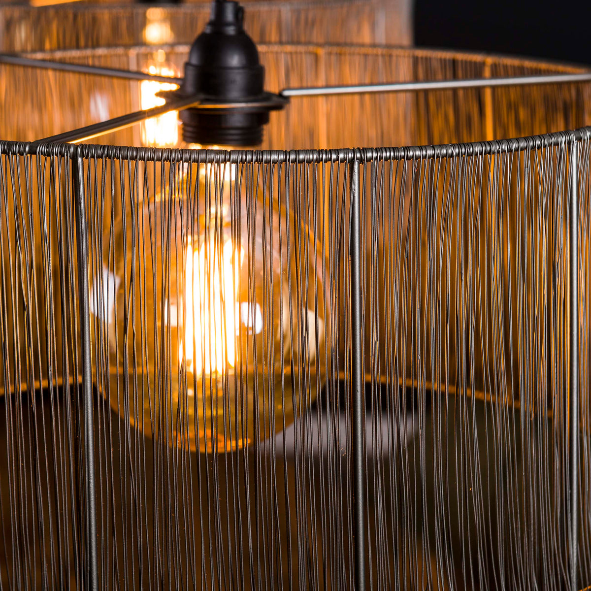 Pendant lamp Stringshade black nickel - 2-light, 120 cm wide