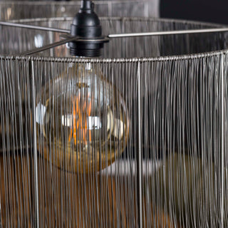 Pendant lamp Stringshade black nickel - 2-light, 120 cm wide