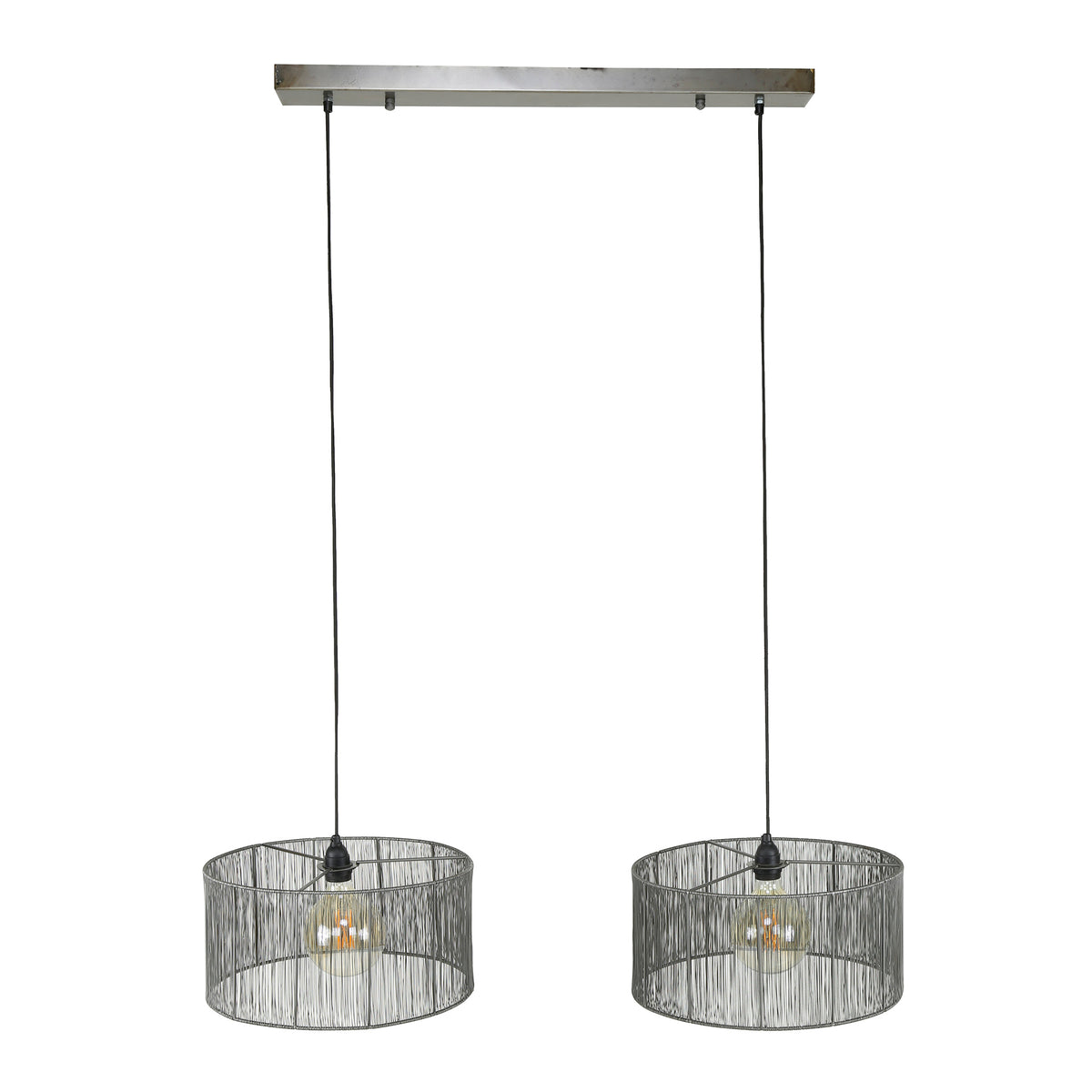 Pendant lamp Stringshade black nickel - 2-light, 120 cm wide