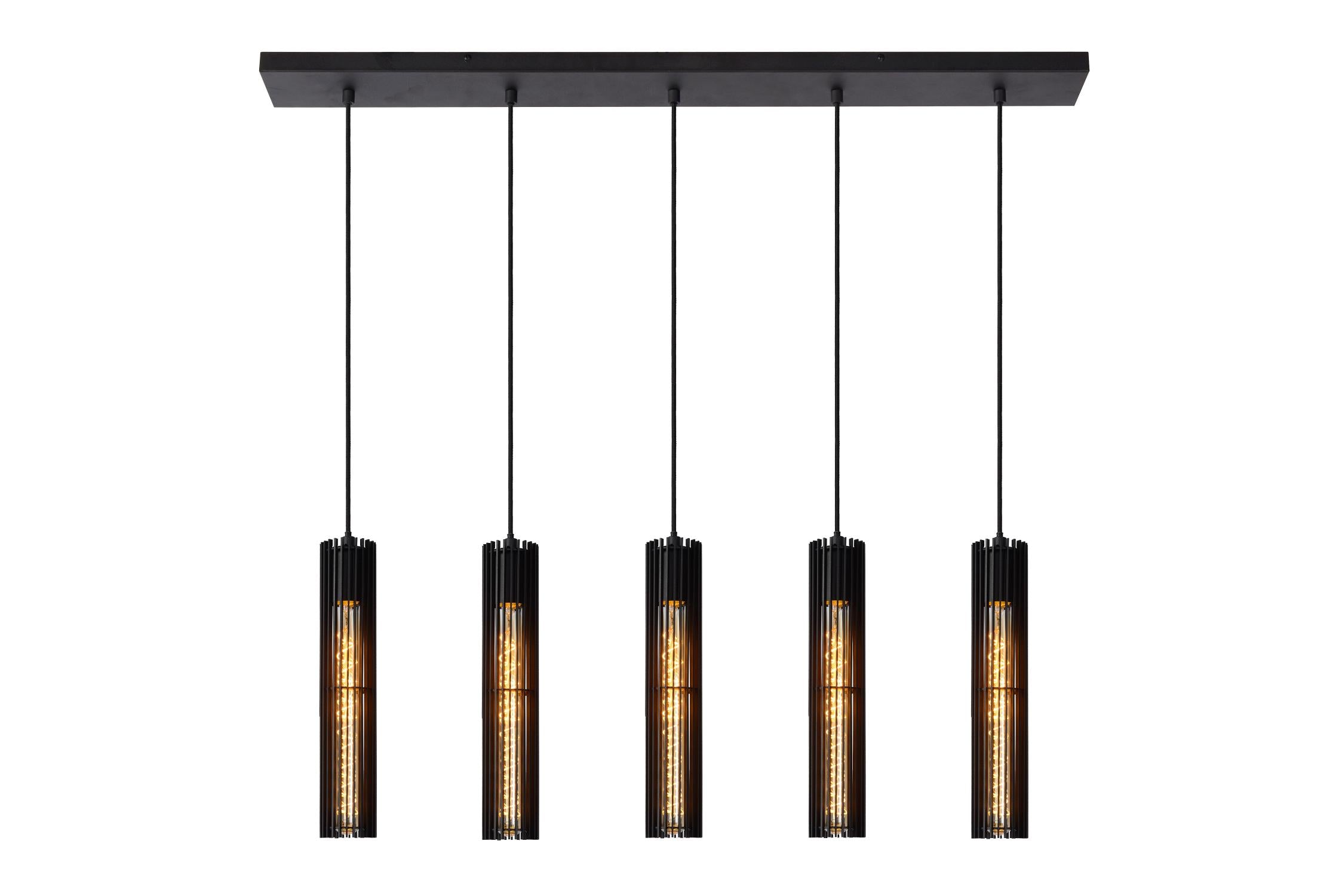 LIONEL - Hanglamp - 5xE27 - Zwart