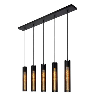 LIONEL - Hanglamp - 5xE27 - Zwart