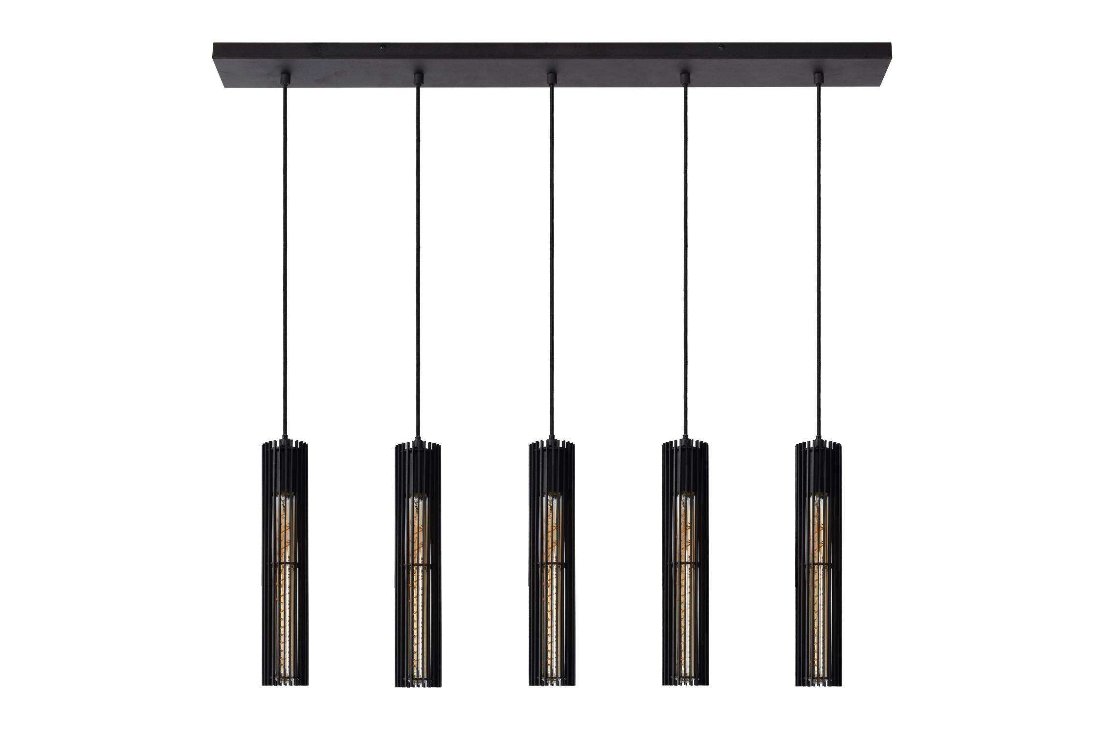 LIONEL - Hanglamp - 5xE27 - Zwart