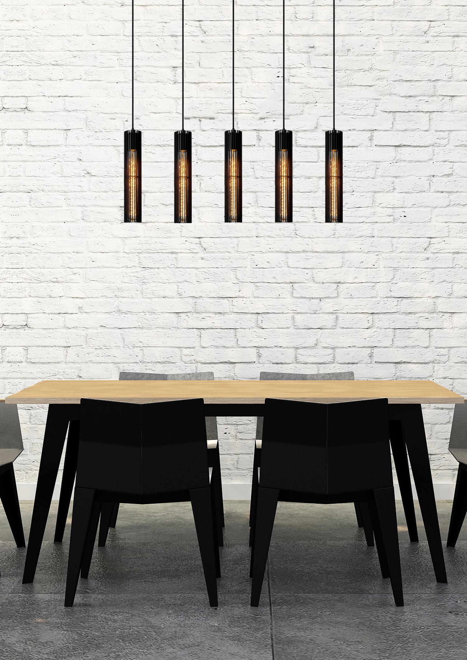 LIONEL - Hanglamp - 5xE27 - Zwart