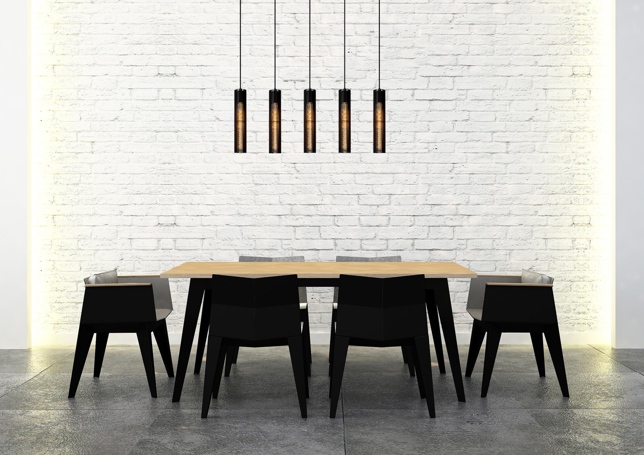 LIONEL - Hanglamp - 5xE27 - Zwart