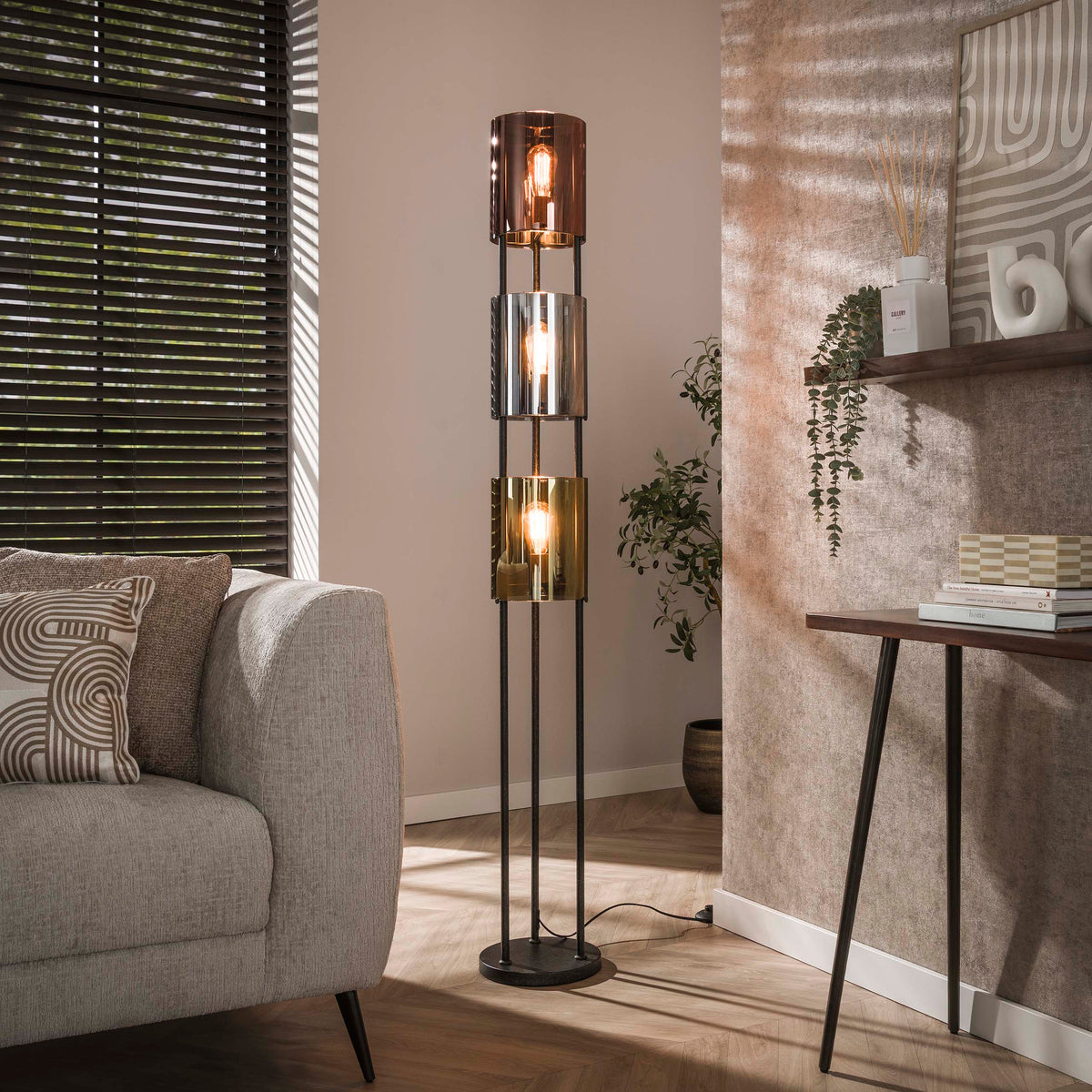 Floor lamp Lucente Tricolore artic black - 3-light, 175 cm high