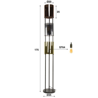 Vloerlamp Lucente Tricolore artic zwart - 3-lichts, 175 cm hoog