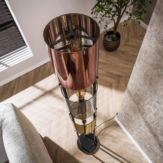 Vloerlamp Lucente Tricolore artic zwart - 3-lichts, 175 cm hoog