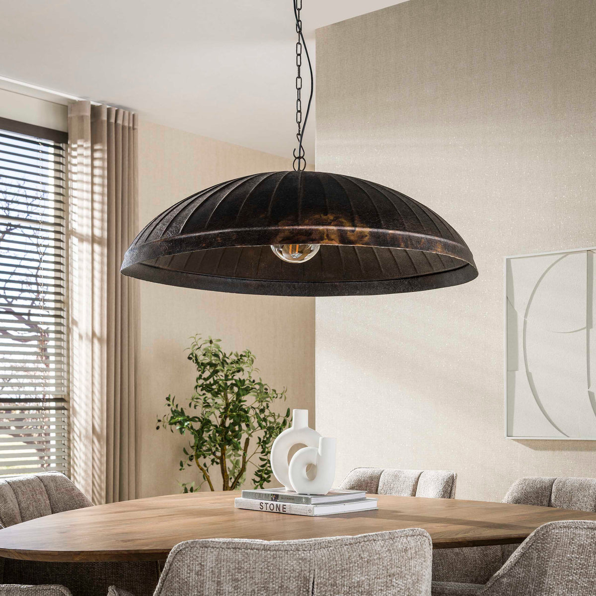Pendant lamp Guard smoky brown - 1-light, diameter 90 cm