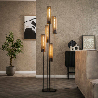 Floor lamp Tube Mesh artic black - 5-light, 172 cm high
