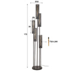 Floor lamp Tube Mesh artic black - 5-light, 172 cm high