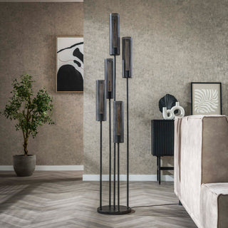 Floor lamp Tube Mesh artic black - 5-light, 172 cm high