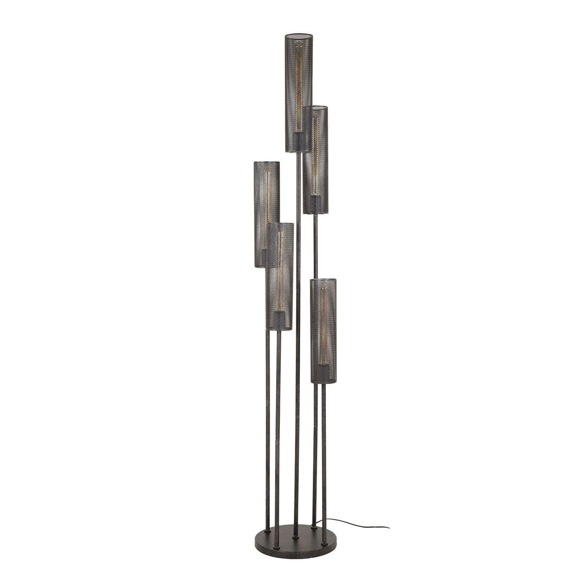 Floor lamp Tube Mesh artic black - 5-light, 172 cm high