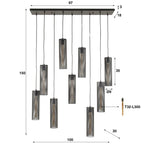 Hanglamp Tube Mesh artic zwart - 5+4-lichts, 100 cm breed