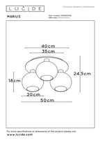 MARIUS - Plafonnière - 3xE27 - Zwart