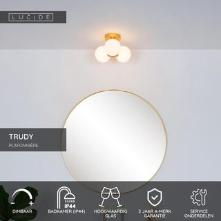 TRUDY - Ceiling light Bathroom - Ø 28 cm - 3xG9 - IP44 - Matt Gold / Brass