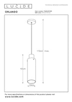 ORLANDO - Pendant light - Ø 10 cm - 1xE27 - Smoke