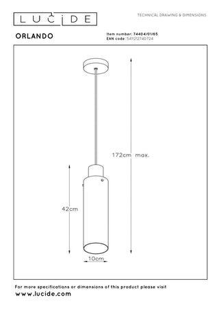 ORLANDO - Pendant light - Ø 10 cm - 1xE27 - Smoke