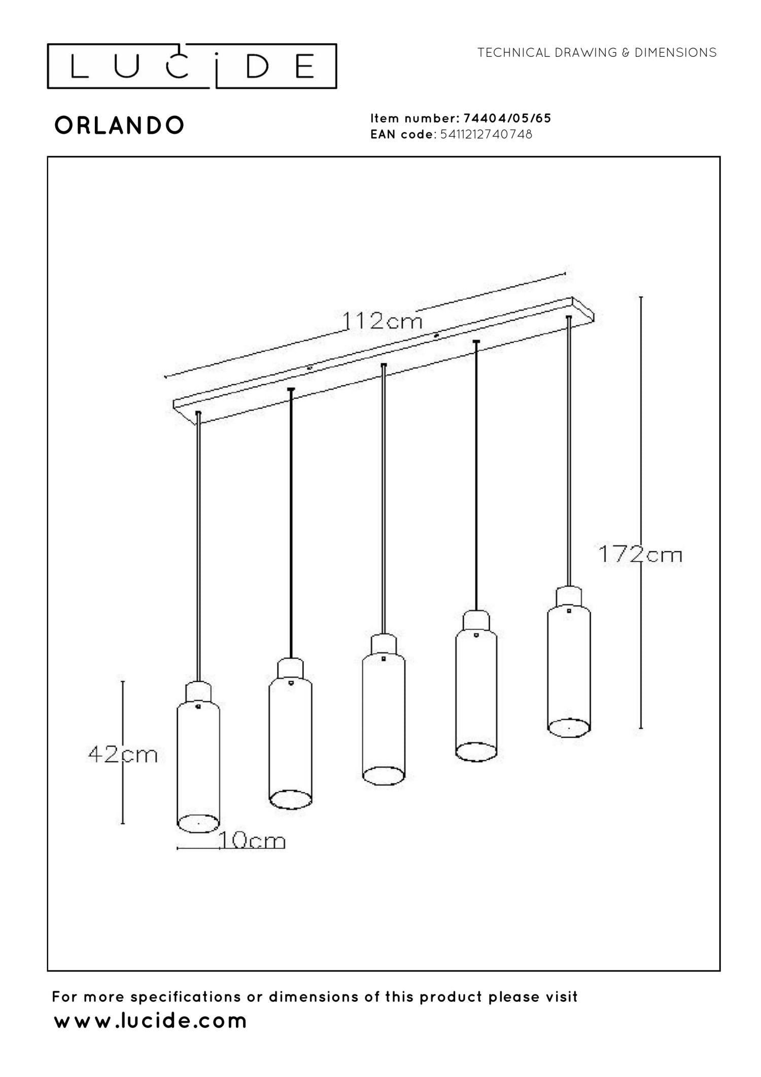 ORLANDO - Pendant light - 5xE27 - Smoke