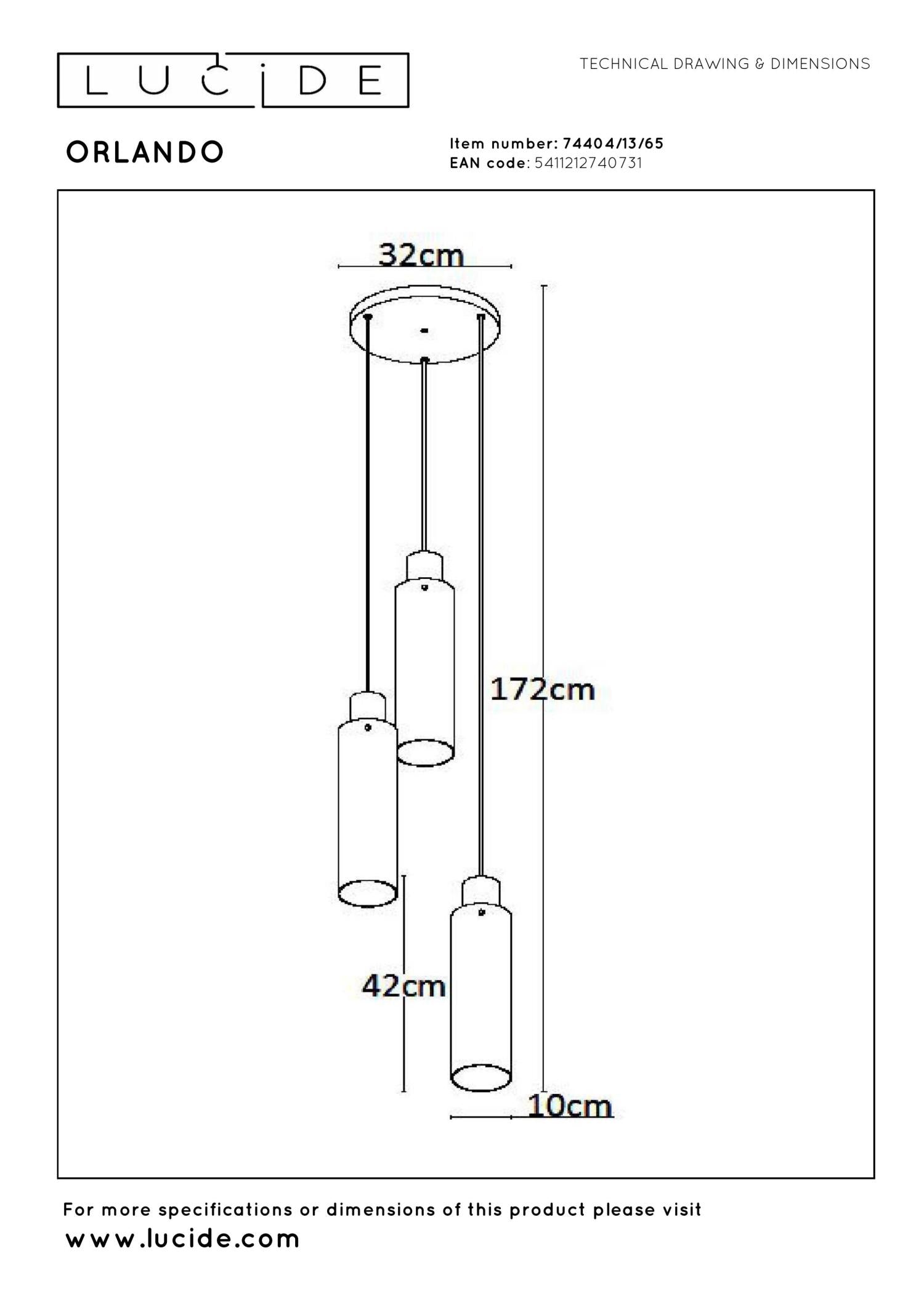 ORLANDO - Hanglamp - Ø 32 cm - 3xE27 - Fumé