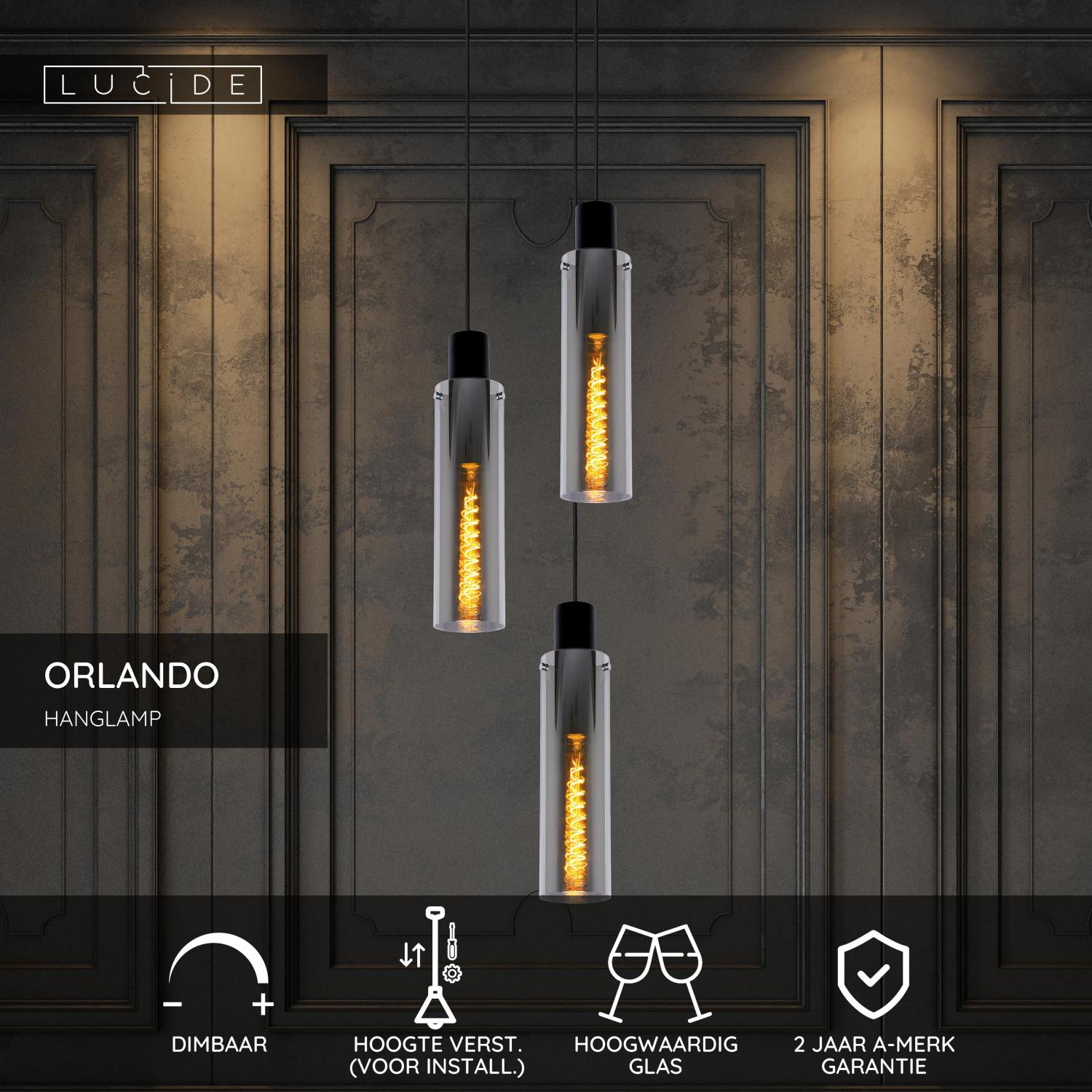 ORLANDO - Hanglamp - Ø 32 cm - 3xE27 - Fumé